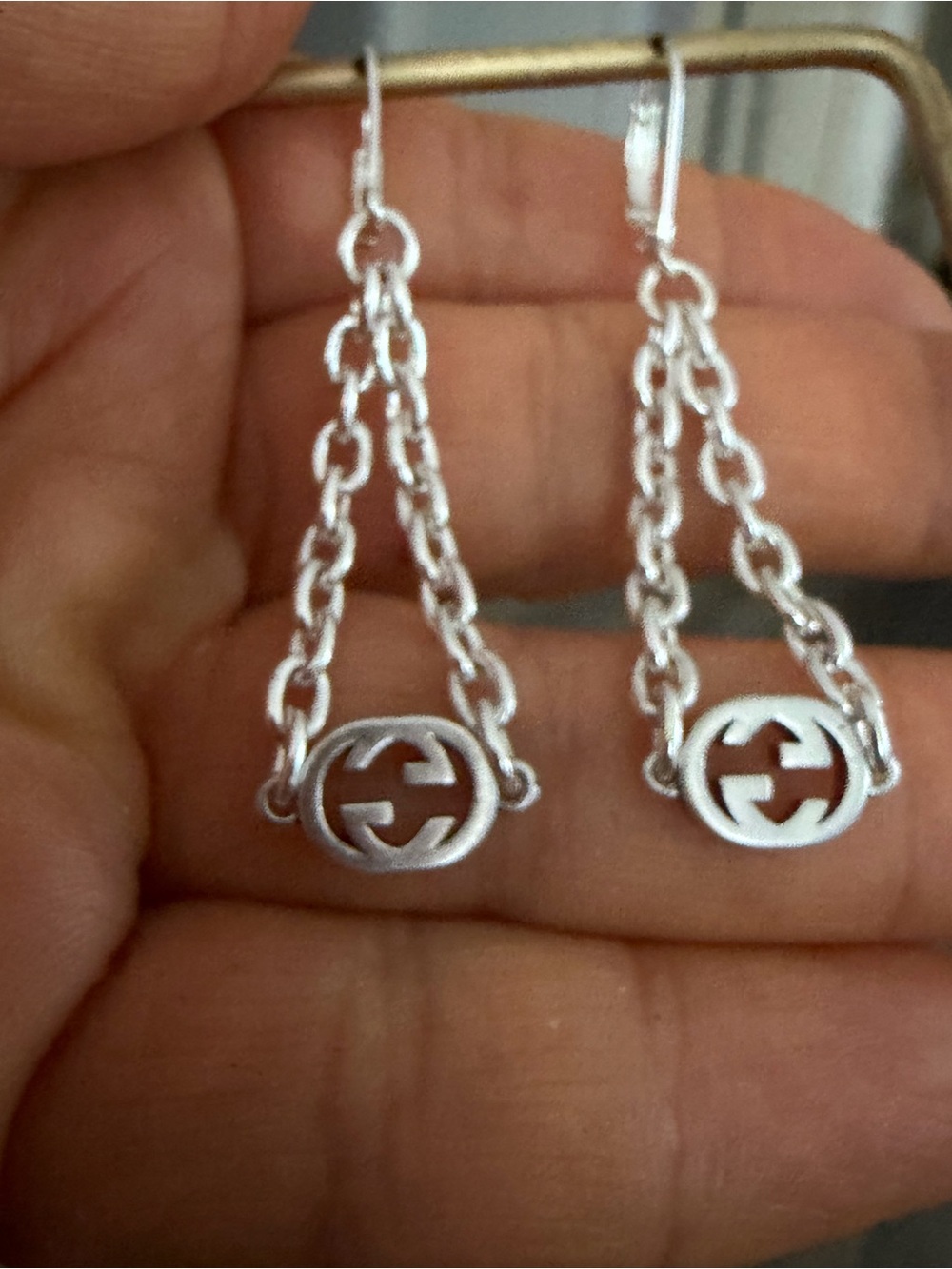 Unbranded Upcycled Silver-Tone Double G Chain Drop Earrings